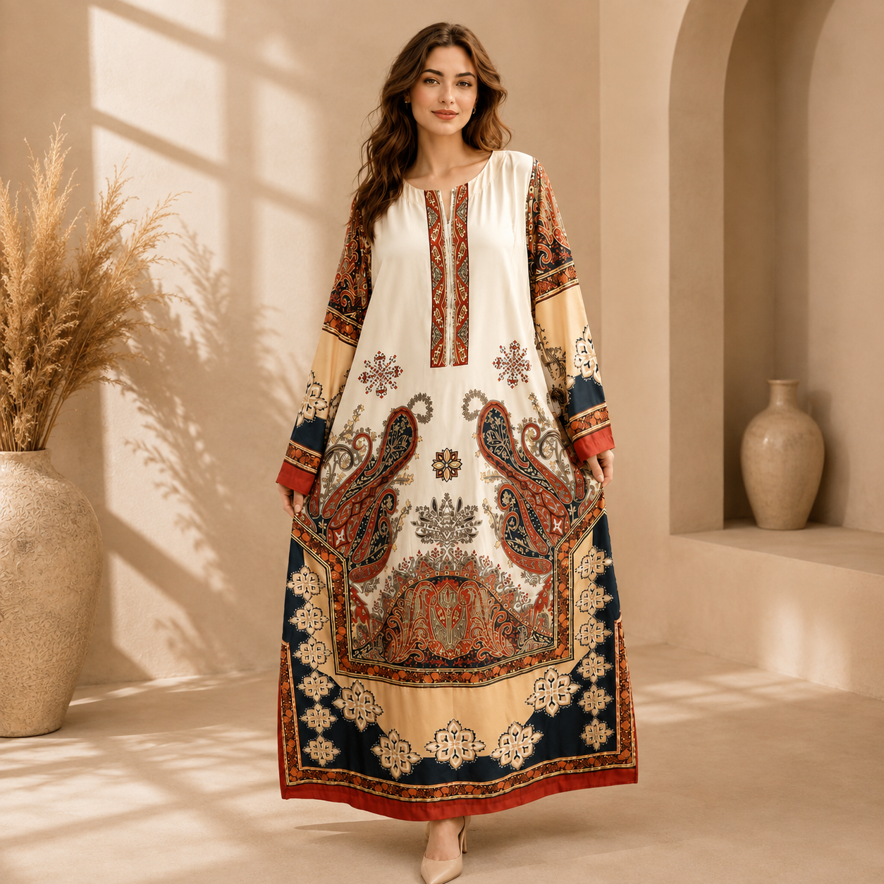 Printed Handwork & Gota Work Kaftan 1 pcs