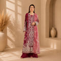 Rosé Bloom Embroidered 3-Piece Suit