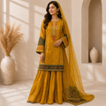 Gharara Style Embroidered 3-Piece Suit